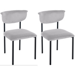 Conjunto de 2 cadeiras de visitante Gambell, veludo, cinza